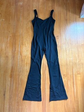 Black Stretch Flared Jumpsuit - Women's